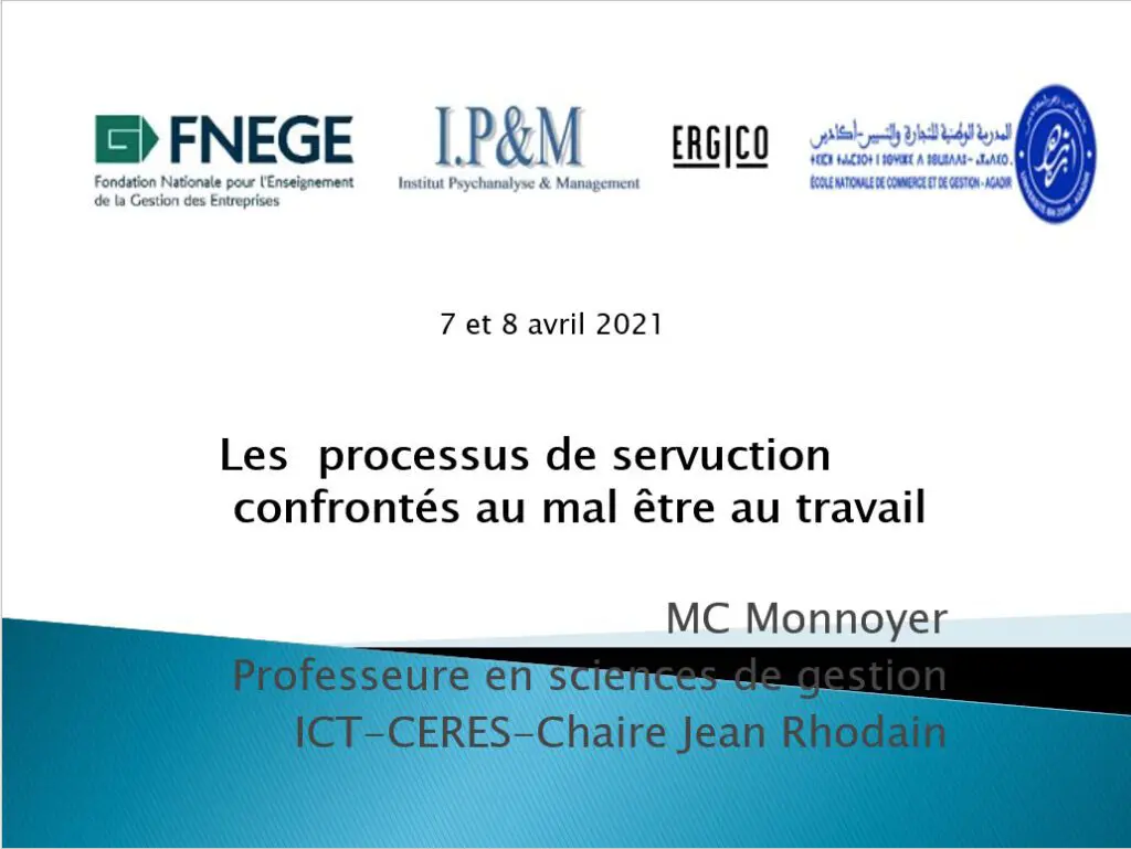 Les processus de servuction confrontés au mal être au travail – 2021